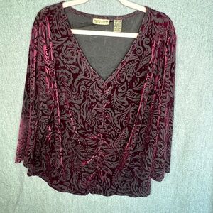 VINTAGE Apostrophe Stretch Velvet Burnout Plus Sz 20W-22W Top Vamp Goth Romantic